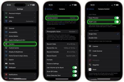 iOS 18.2：使用相机控制锁定自动曝光和对焦