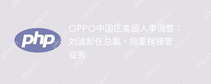 OPPO中国区高层人事调整：刘波卸任总裁，段要辉接管业务