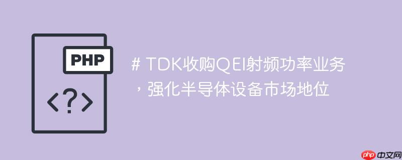 # TDK收购QEI射频功率业务，强化半导体设备市场地位
