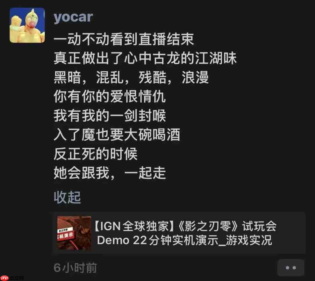 冯骥评价《影之刃零》：真正做出了心中古龙江湖味