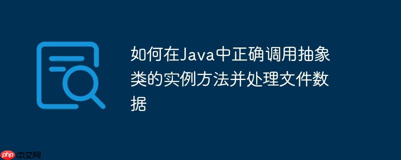 如何在java中正确调用抽象类的实例方法并处理文件数据