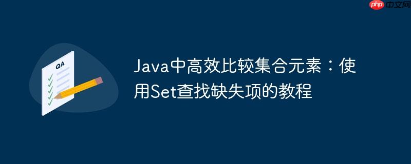 Java中高效比较集合元素：使用Set查找缺失项的教程