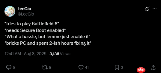 《战地6》安全启动导致小白玩家的电脑“变砖”