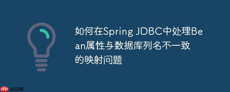 如何在Spring JDBC中处理Bean属性与数据库列名不一致的映射问题
