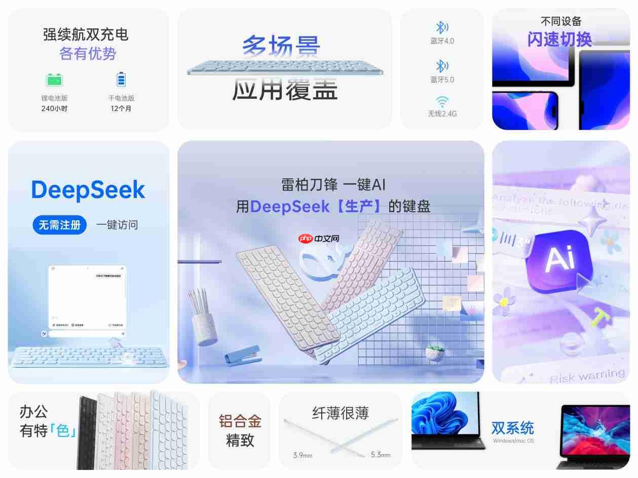 一键AI即问即答，雷柏E9350LAI多模无线刀锋键盘解锁智慧轻办公模式