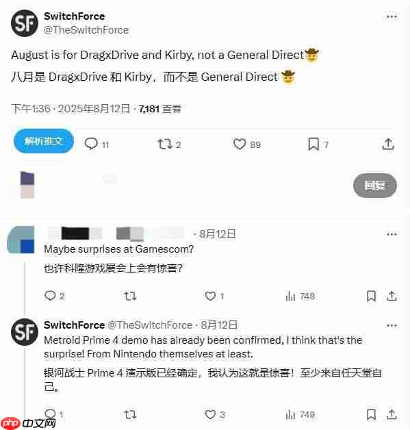 爆料人再爆猛料 任天堂下一场直面会或在9月举办