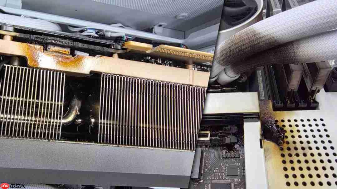 索泰RTX 5090玩《战地6》时突然起火 PCB严重熔化
