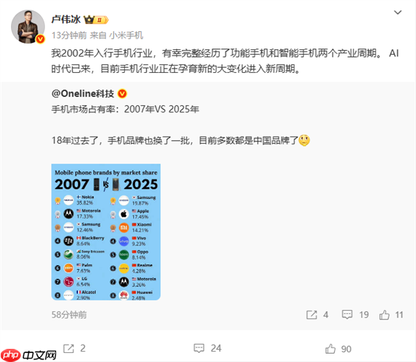 卢伟冰：功能手机、智能手机之后 手机行业正进入新周期
