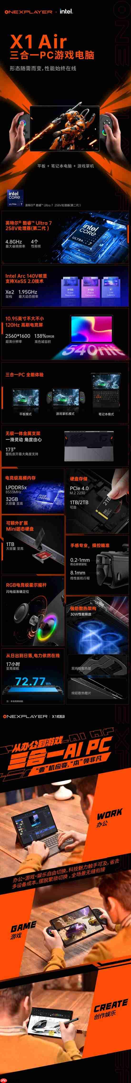 6899元起！壹号游侠X1 Air游戏PC定价官宣 三种形态自由切换