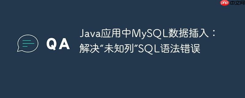 Java应用中MySQL数据插入：解决“未知列”SQL语法错误
