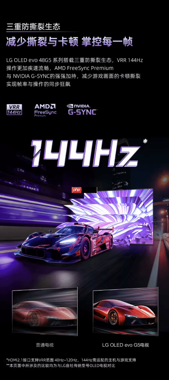 LG推出48英寸电竞电视 4K+144Hz首发价7999元