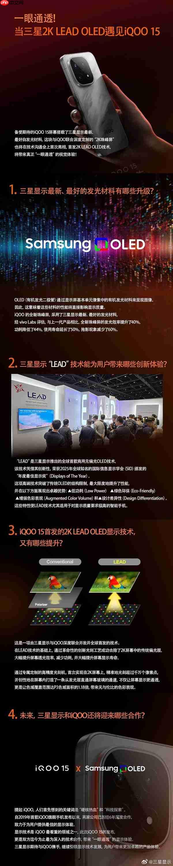 iQOO 15全球首发三星M14 2K珠峰屏：史上最好的2K屏