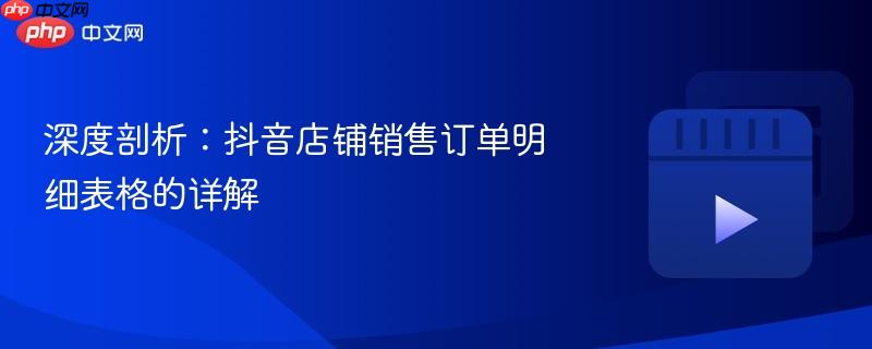 深度剖析：抖音店铺销售订单明细表格的详解