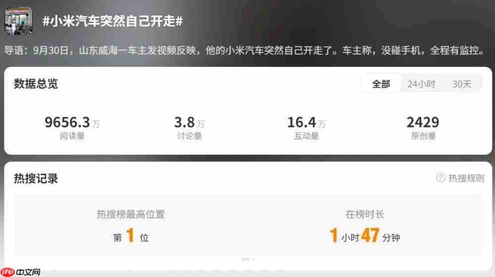  小米汽车突然自己开走？官方回应：排除质量问题 