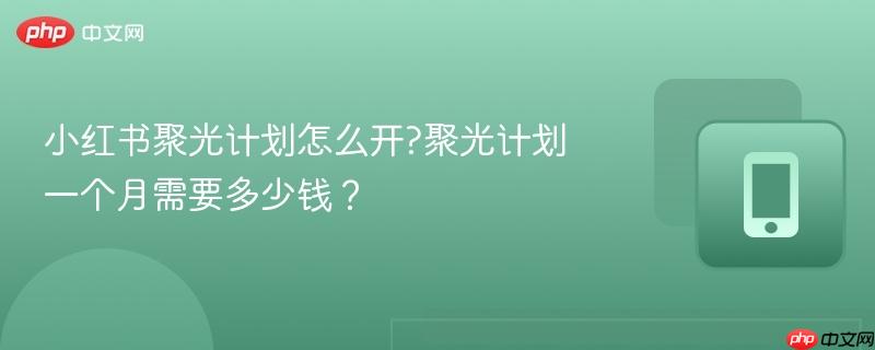 小红书聚光计划怎么开?聚光计划一个月需要多少钱？