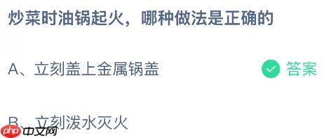 炒菜时油锅起火哪种做法是正确的？蚂蚁庄园今日答案最新10.17