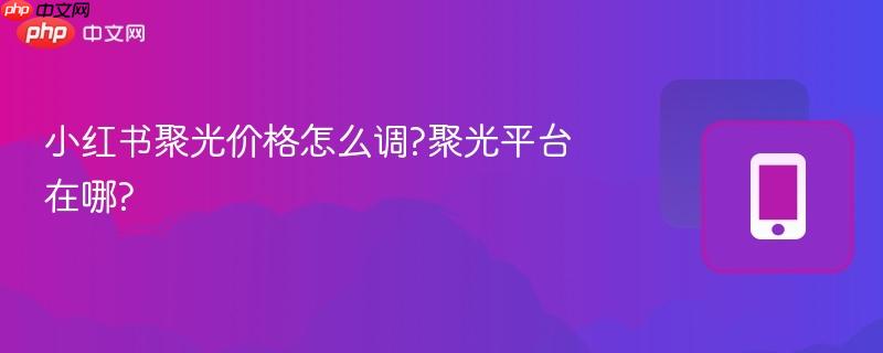 小红书聚光价格怎么调?聚光平台在哪?