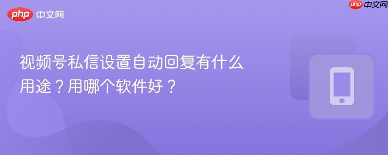 视频号私信设置自动回复有什么用途？用哪个软件好？