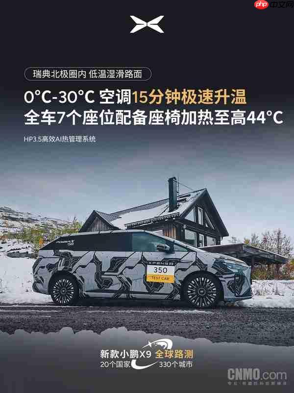 不打滑！新小鹏X9北极圈进行低温湿滑路面稳定性测试