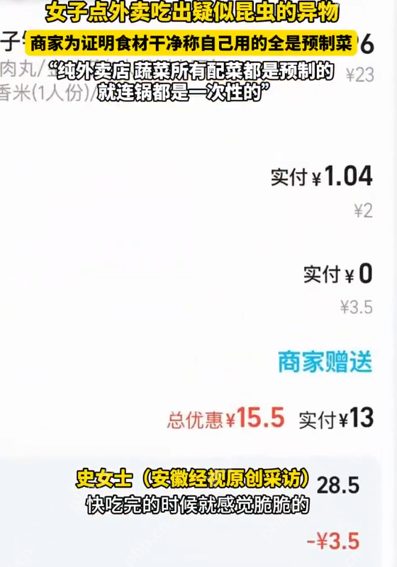 外卖吃出异物商家称全是预制菜 当事人：已在平台申请退款 - 创想鸟