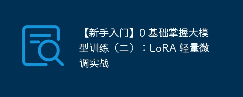 【新手入门】0 基础掌握大模型训练（二）：lora 轻量微调实战 - 创想鸟