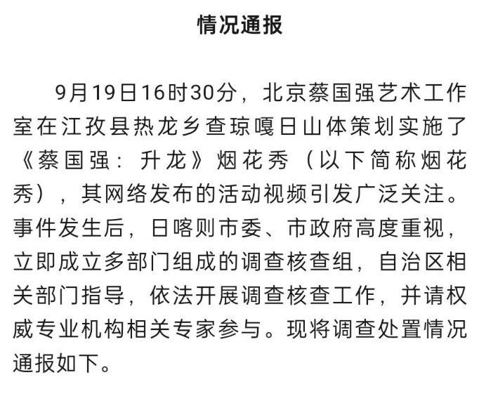 官方通报升龙烟花秀：多人被免职 - 创想鸟