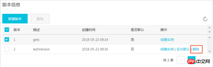 如何ECS管理控制台版本信息区域删除模板和版本