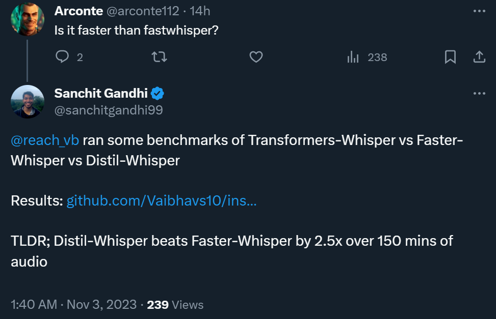 OpenAI的Whisper蒸馏后，语音识别速度大幅提升：两天内star量突破千