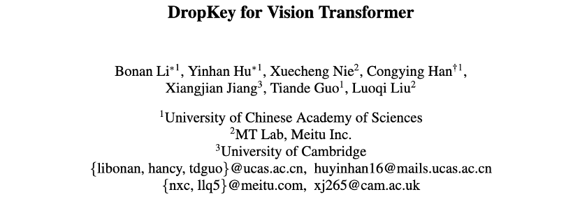 CVPR 2023｜美图&国科大联合提出DropKey正则化方法：用两行代码高效避免视觉Transformer过拟合问题