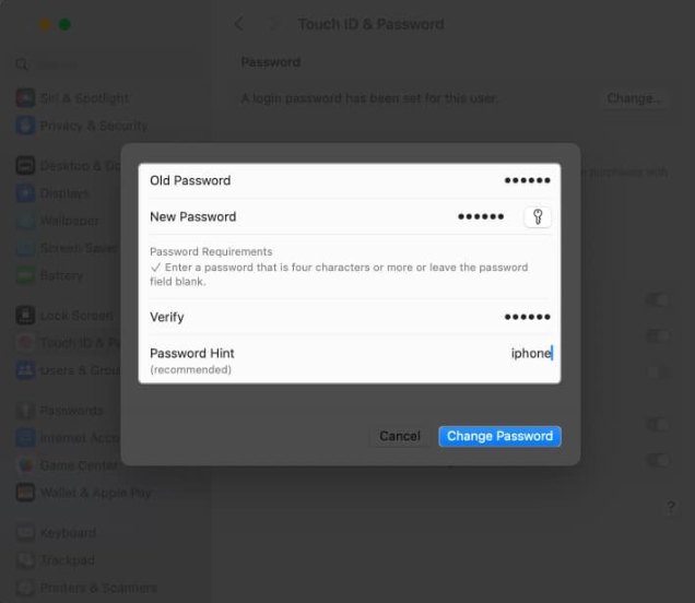 如何在Macbook上更改登录密码,苹果使用教程