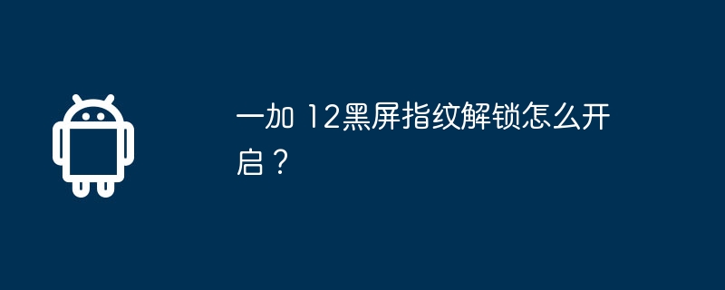 一加 12黑屏指纹解锁怎么开启？