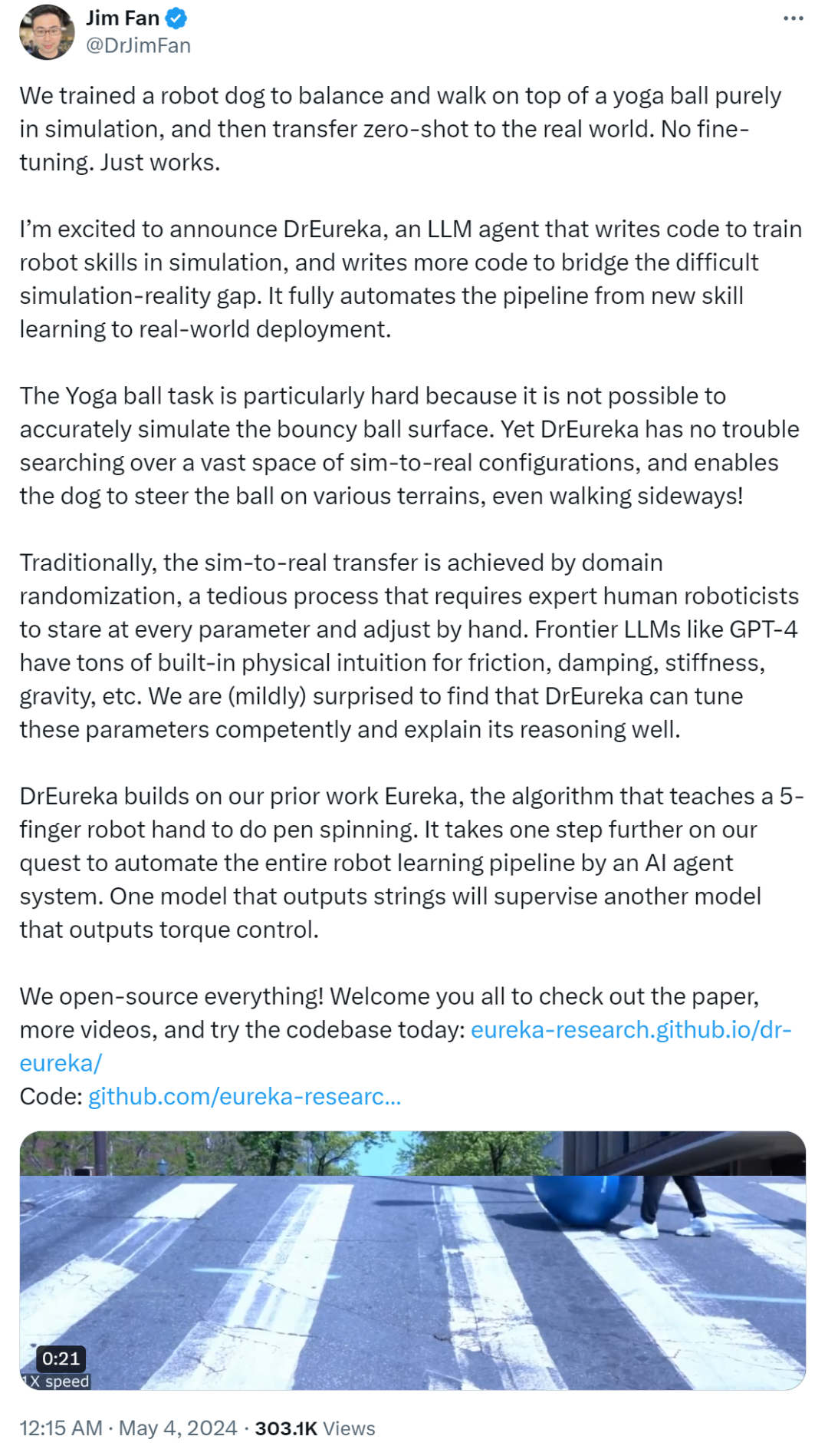 瑜伽球上遛「狗」！入选英伟达十大项目之一的Eureka有了新突破