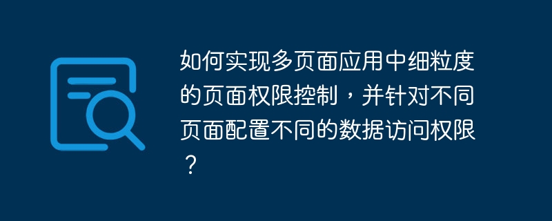 如何实现多页面应用中细粒度的页面权限控制，并针对不同页面配置不同的数据访问权限？