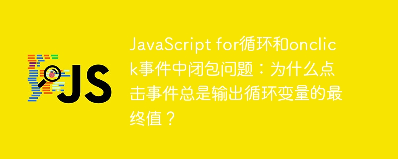 JavaScript for循环和onclick事件中闭包问题：为什么点击事件总是输出循环变量的最终值？