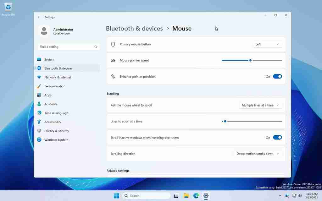 微软 Windows Server 预览版迁移鼠标选项至设置：进一步淘汰控制