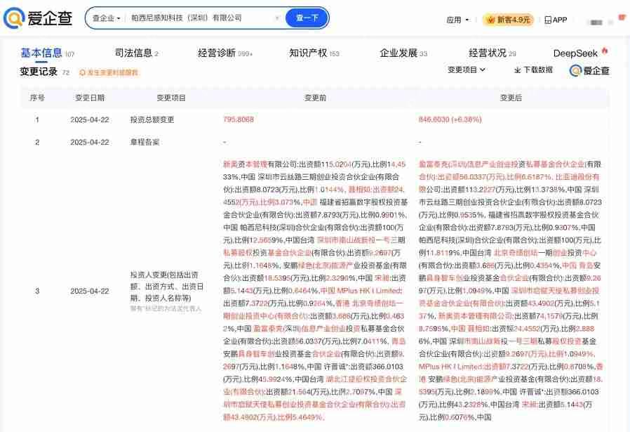 比亚迪布局机器人触觉感知，入股国内领军企业帕西尼