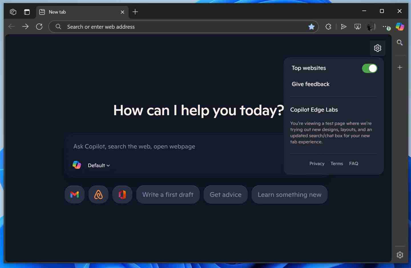 微软改造 Edge 浏览器新标签页：深度集成 Copilot AI