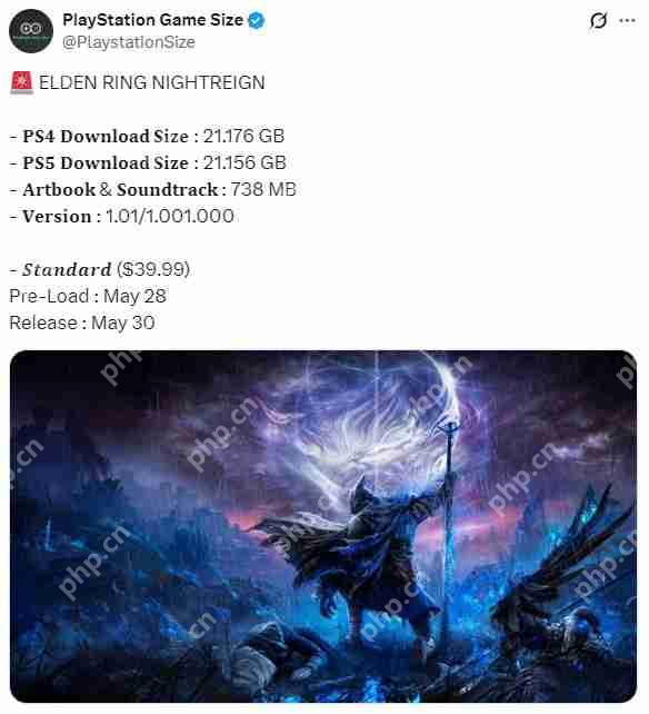 《艾尔登法环：黑夜君临》PS4/5版容量曝光 不到22GB