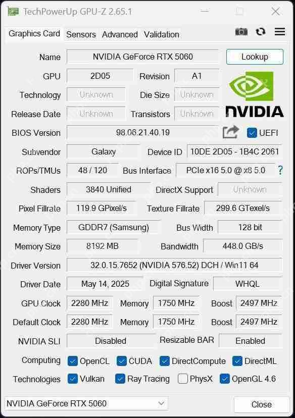  影驰 RTX 5060 魔刃评测：磁吸 RGB 光效的 50 系甜点 