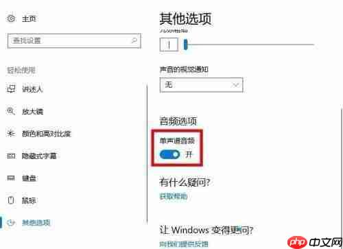 Win10系统怎么打开单声道音频？