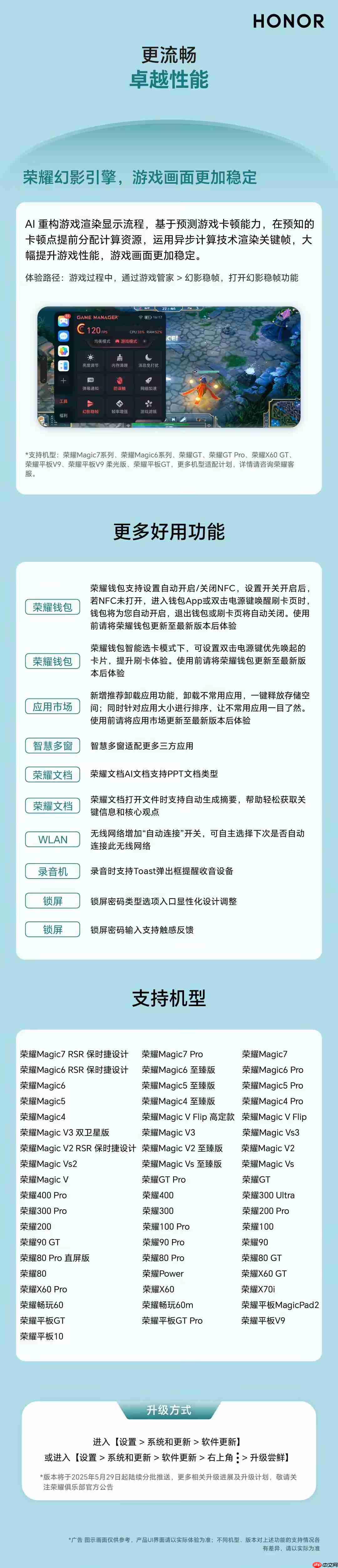 荣耀手机推出2025年第五波体验升级，适配超50款机型