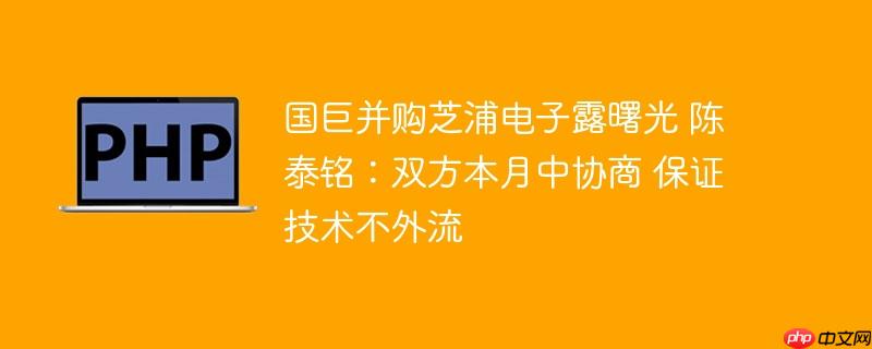 国巨并购芝浦电子露曙光 陈泰铭：双方本月中协商 保证技术不外流
