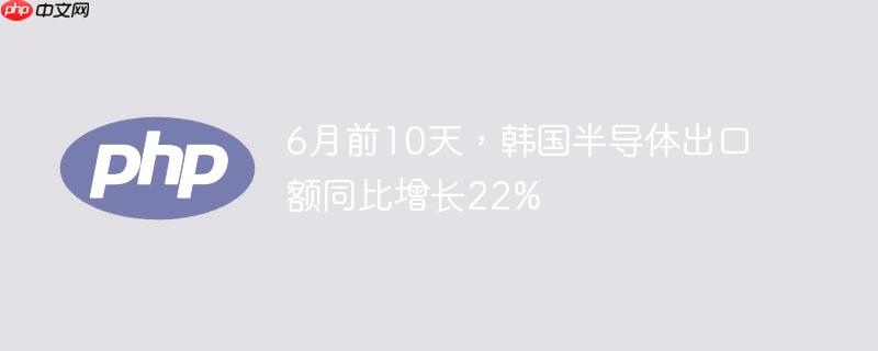 6月前10天，韩国半导体出口额同比增长22%