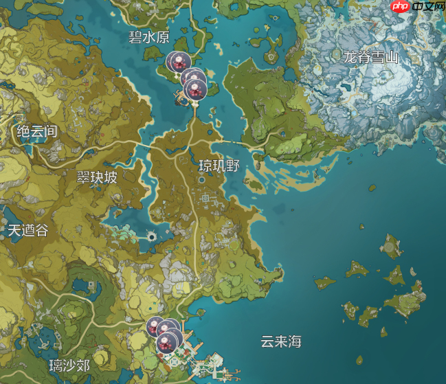 原神霓裳花分布图