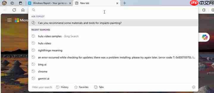 微软Edge 浏览器地址栏中整合 Copilot：暂时无法禁用