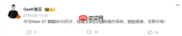 华为Mate X7参数被曝光 可变光圈+红枫影像+潜望微距