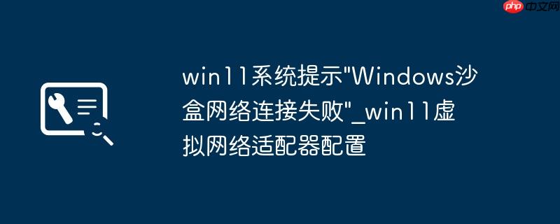 win11系统提示”Windows沙盒网络连接失败”_win11虚拟网络适配器配置