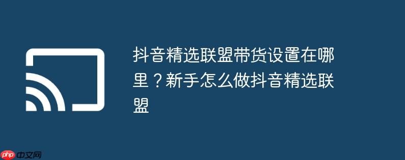 抖音精选联盟带货设置在哪里？新手怎么做抖音精选联盟