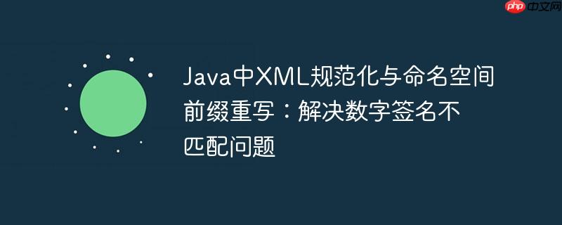 Java中XML规范化与命名空间前缀重写：解决数字签名不匹配问题
