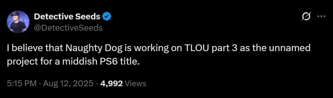 曝《最后生还者3》或于PS6世代中期推出 需等到2030年